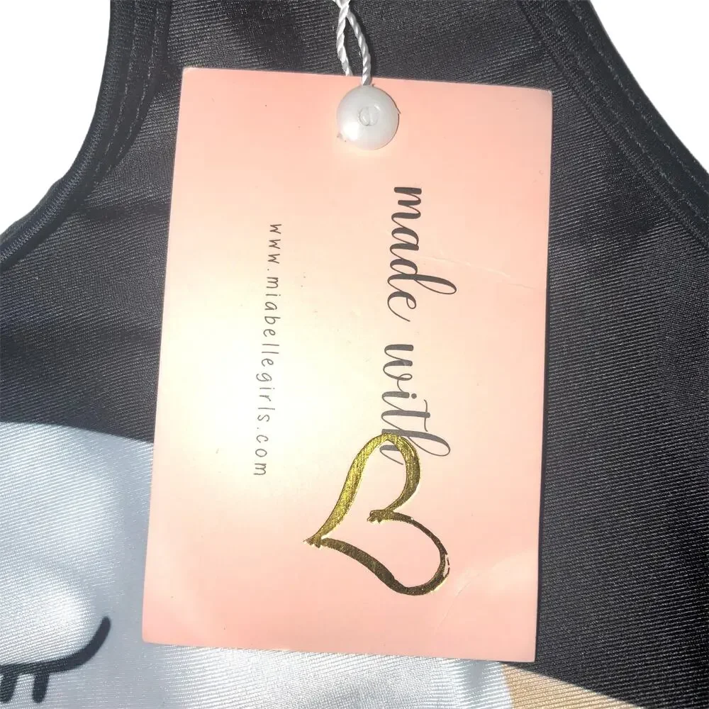 Mia Belle Girls Swan Swim Top - Size 6Y/7Y